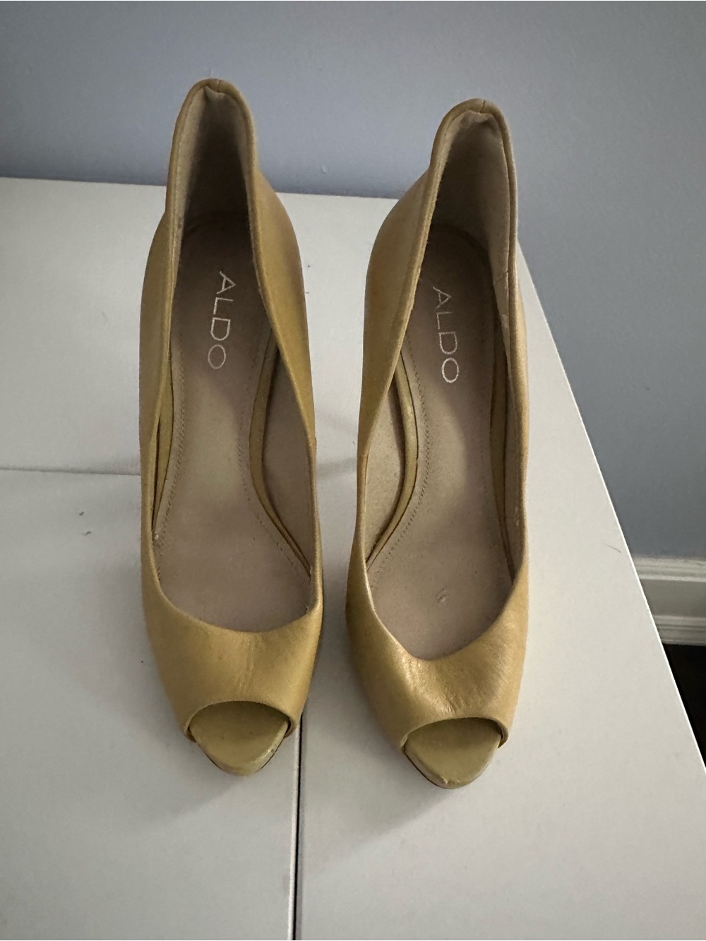 ALDO Yellow/Mustard Peep-Toe Heels